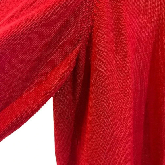 Calvin Klein Red Striped Sweater Tunic XL Slit Hem Black And White Trim Knit Top - Picture 5 of 9